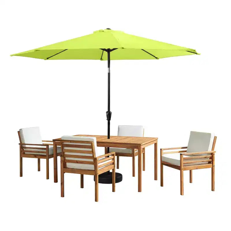 Alaterre Furniture 6pc Outdoor Patio Dining Set, Okemo Table with 10' Auto Tilt Umbrella