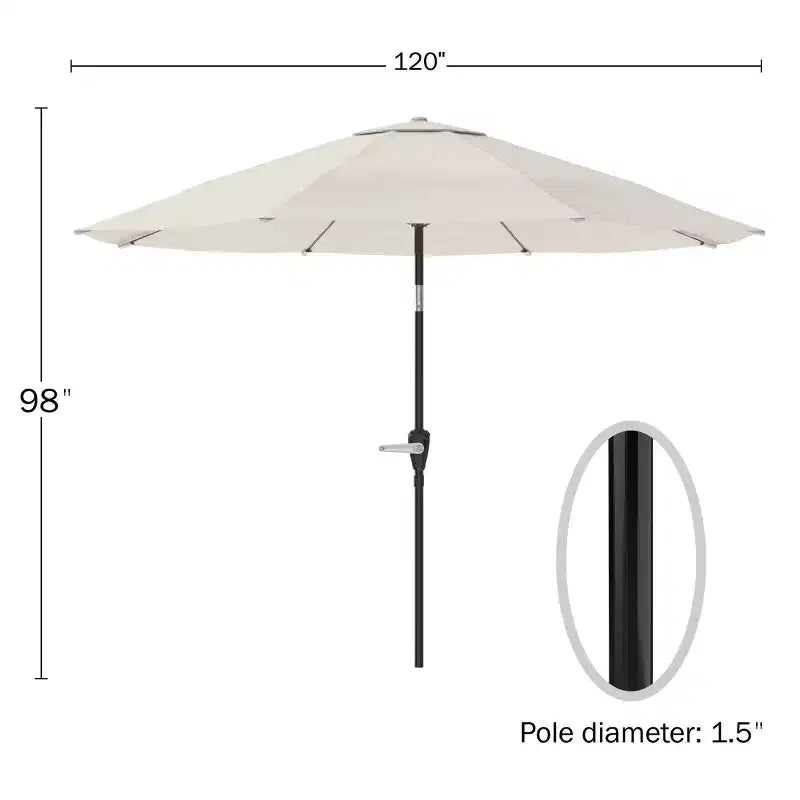 Alaterre Furniture 8pc Outdoor Patio Dining Set, Okemo Table with 10' Auto Tilt Umbrella
