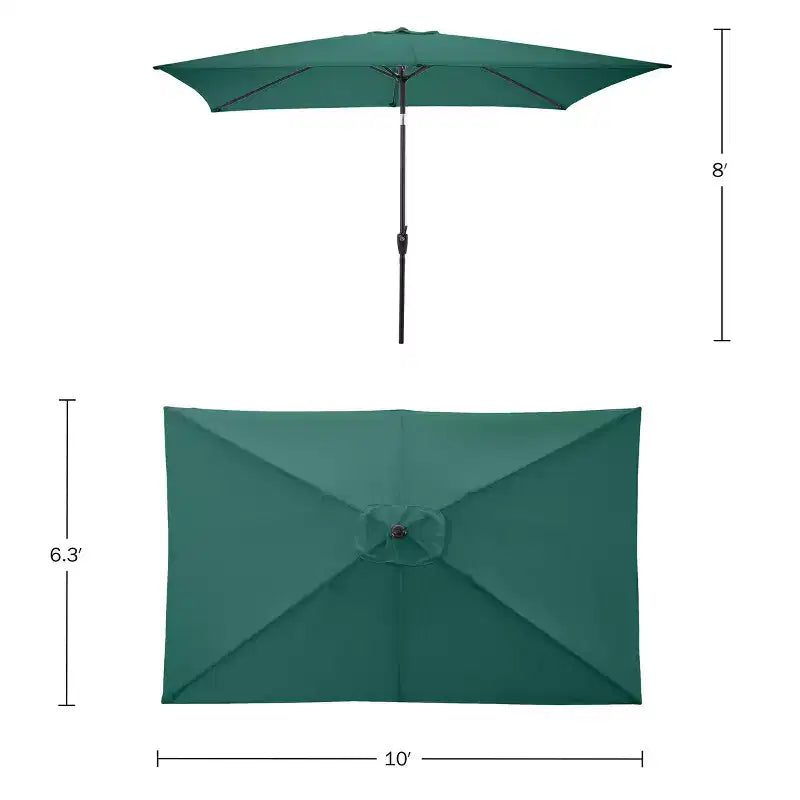 Alaterre Furniture 6pc Outdoor Patio Dining Set, Okemo Table with 10' Rectangular Umbrella