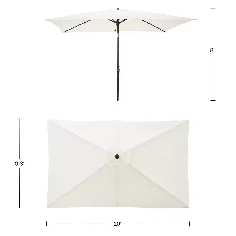 Alaterre Furniture 6pc Outdoor Patio Dining Set, Okemo Table with 10' Rectangular Umbrella