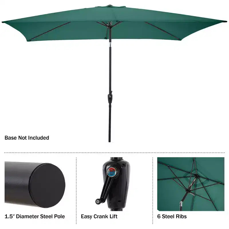 Alaterre Furniture 8pc Outdoor Patio Dining Set, Okemo Table with 10' Rectangular Umbrella