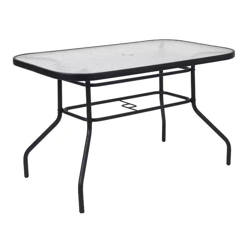 Emma et Oliver – Ensemble de salle à manger d'extérieur 5 pièces avec table de patio en verre trempé et 4 chaises empilables en textilène Flex Comfort