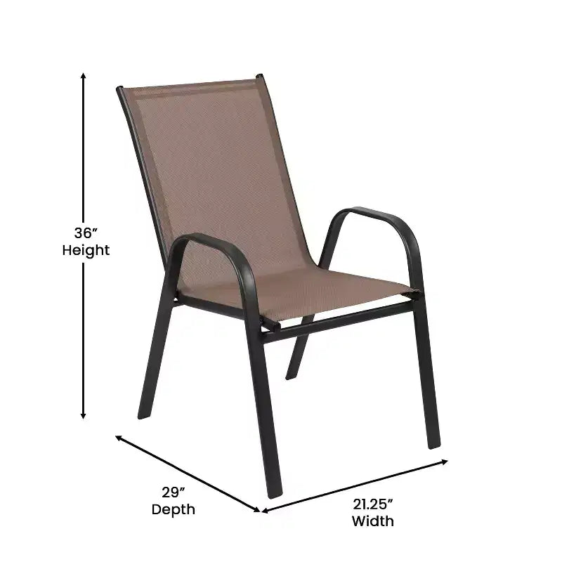 Emma et Oliver – Ensemble de salle à manger d'extérieur 5 pièces avec table de patio en verre trempé et 4 chaises empilables en textilène Flex Comfort