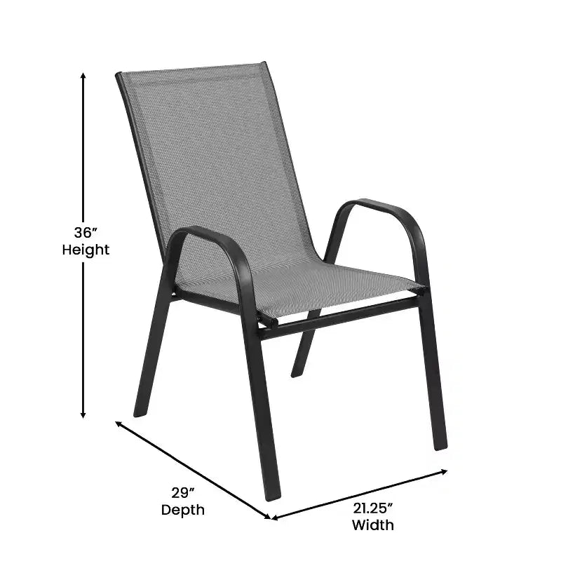 Emma et Oliver – Ensemble de salle à manger d'extérieur 5 pièces avec table de patio en verre trempé et 4 chaises empilables en textilène Flex Comfort