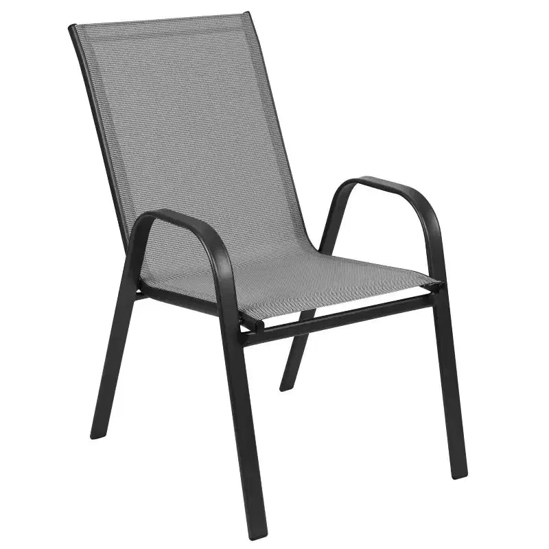 Emma et Oliver – Ensemble de salle à manger d'extérieur 5 pièces avec table de patio en verre trempé et 4 chaises empilables en textilène Flex Comfort