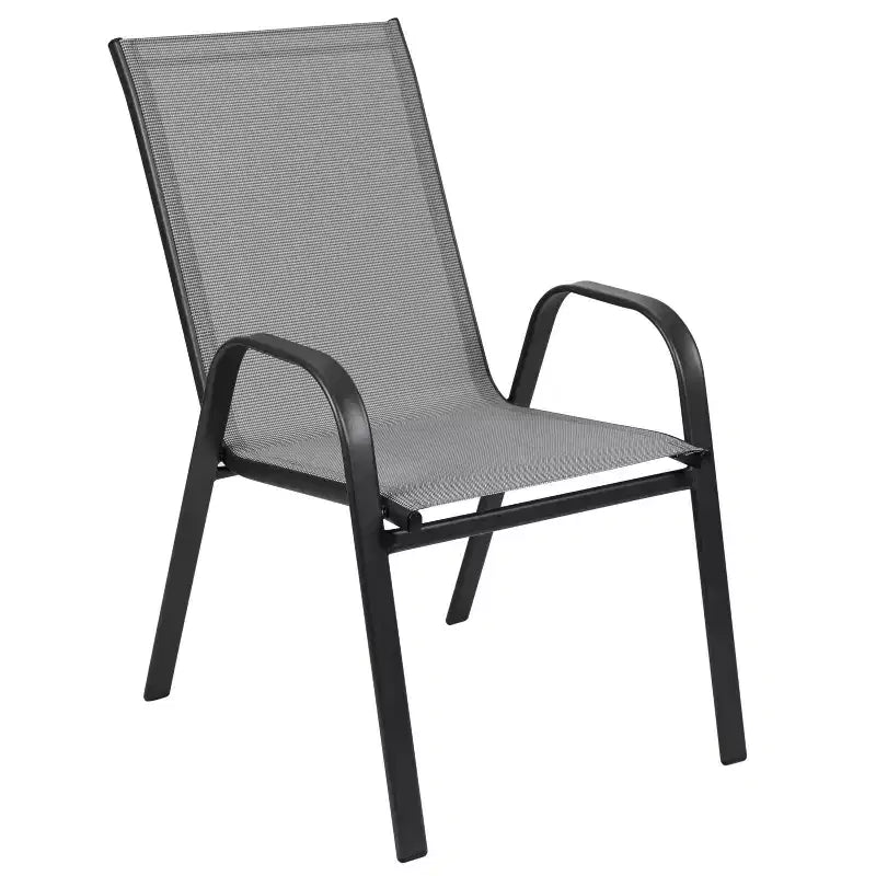 Emma et Oliver – Ensemble de salle à manger d'extérieur 5 pièces avec table de patio en verre trempé et 4 chaises empilables en textilène Flex Comfort