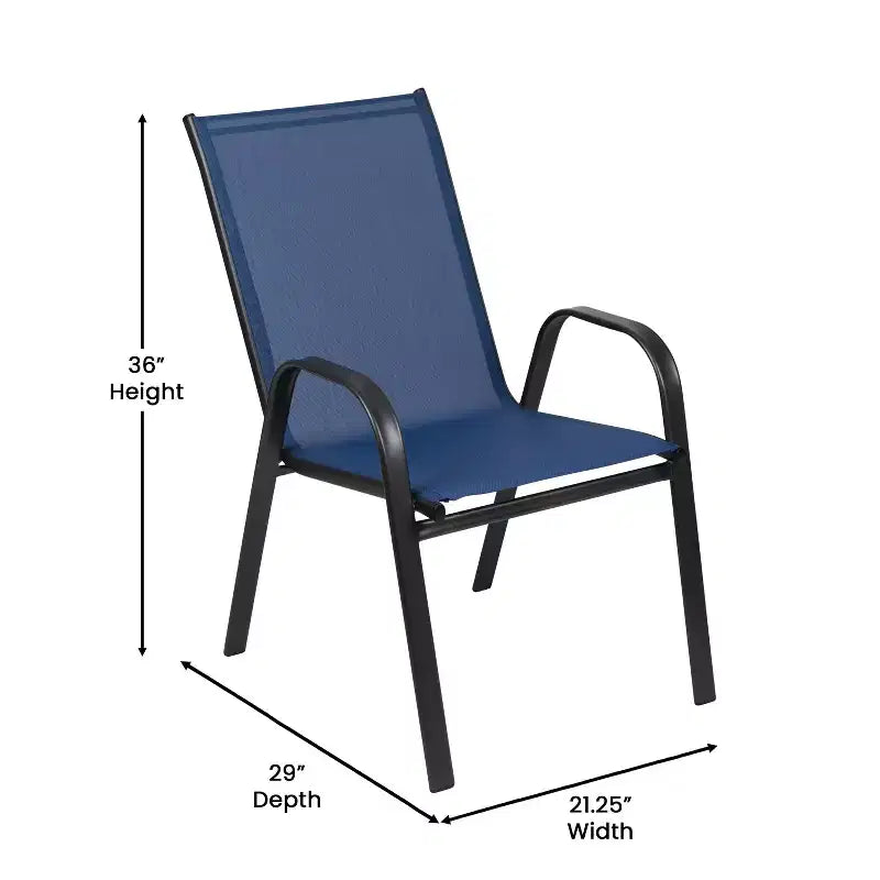 Emma et Oliver – Ensemble de salle à manger d'extérieur 5 pièces avec table de patio en verre trempé et 4 chaises empilables en textilène Flex Comfort