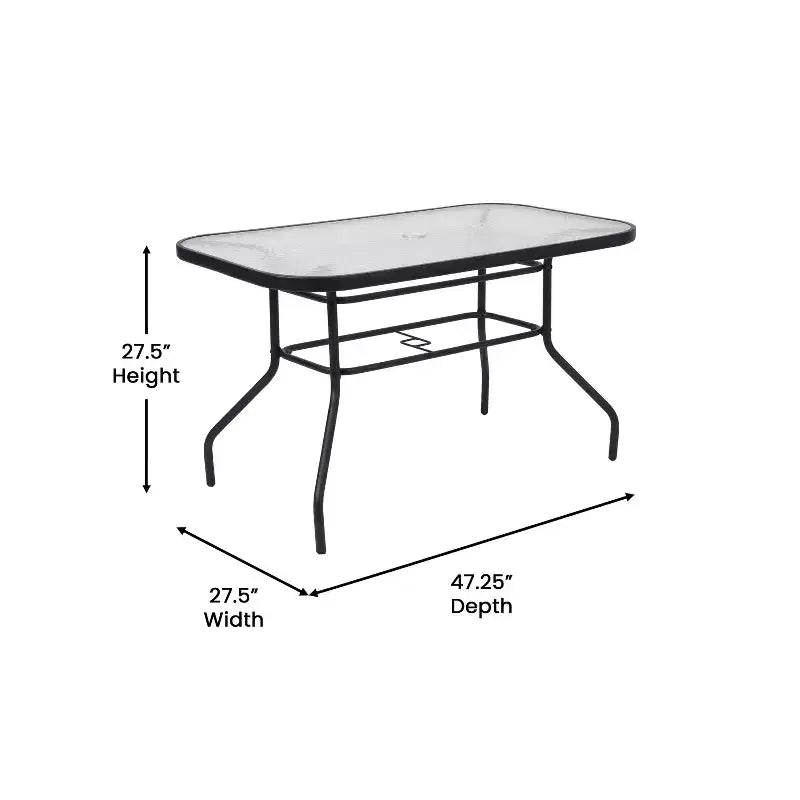 Emma et Oliver – Ensemble de salle à manger d'extérieur 5 pièces avec table de patio en verre trempé et 4 chaises empilables en textilène Flex Comfort