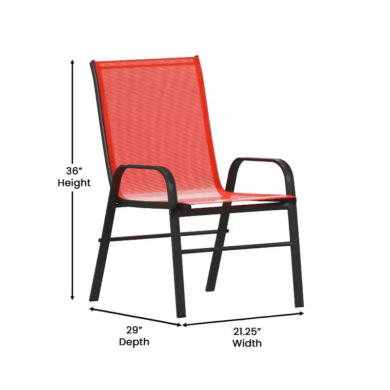 Emma et Oliver – Ensemble de salle à manger d'extérieur 5 pièces avec table de patio en verre trempé et 4 chaises empilables en textilène Flex Comfort