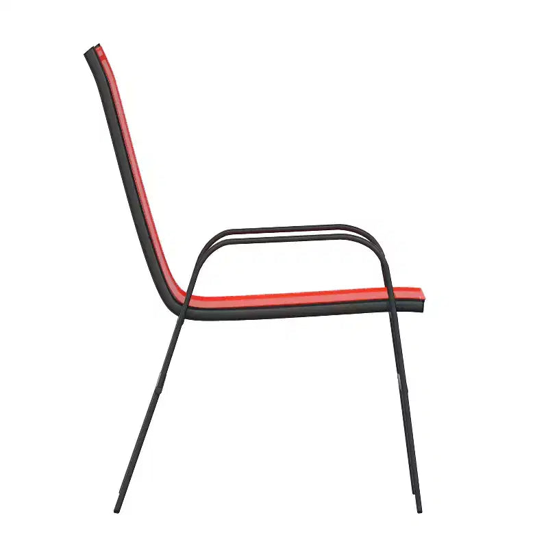 Emma et Oliver – Ensemble de salle à manger d'extérieur 5 pièces avec table de patio en verre trempé et 4 chaises empilables en textilène Flex Comfort