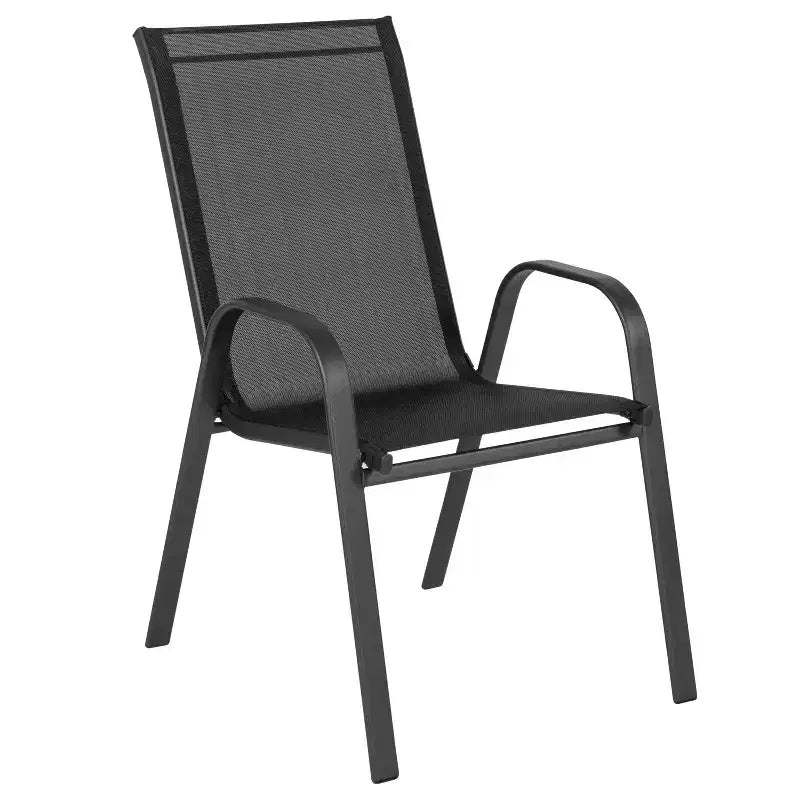 Emma et Oliver – Ensemble de salle à manger d'extérieur 5 pièces avec table de patio en verre trempé et 4 chaises empilables en textilène Flex Comfort