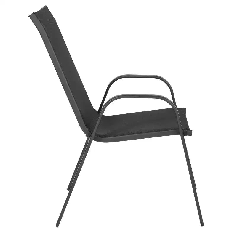 Emma et Oliver – Ensemble de salle à manger d'extérieur 5 pièces avec table de patio en verre trempé et 4 chaises empilables en textilène Flex Comfort