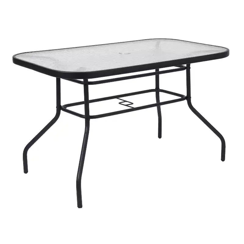 Merrick Lane Ensemble de salle à manger d'extérieur 5 pièces pour 4 avec table de patio en verre et 4 chaises empilables en matériau Flex Comfort