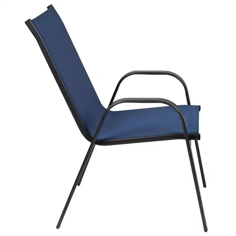 Merrick Lane Ensemble de salle à manger d'extérieur 5 pièces pour 4 avec table de patio en verre et 4 chaises empilables en matériau Flex Comfort