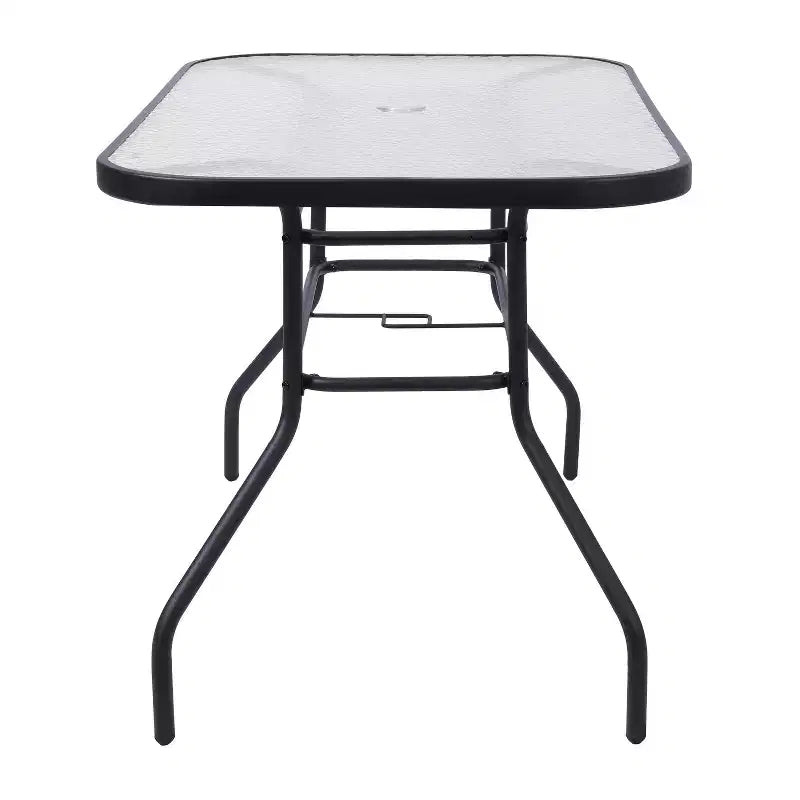 Merrick Lane Ensemble de salle à manger d'extérieur 5 pièces pour 4 avec table de patio en verre et 4 chaises empilables en matériau Flex Comfort