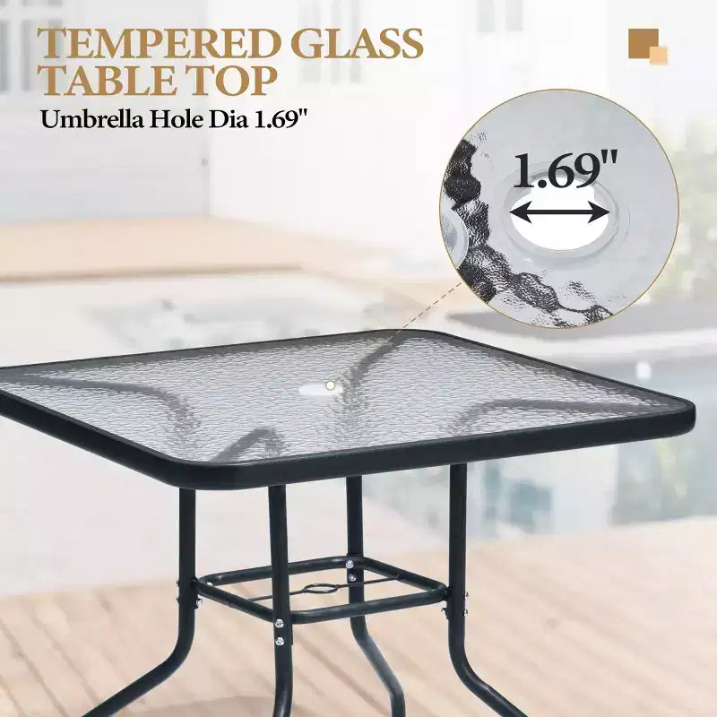 Crestlive Products 5 Piece Patio Dining Set with 4 Folding Chairs and Table Outdoor Dining Furniture with Square Glass Tabletop
