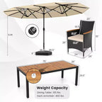 Costway 11 PCS Patio Wicker Dining Set with Double-Sided Outdoor Umbrella 8 Chairs Orange/Turquoise