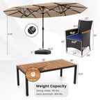 Costway 11 PCS Patio Wicker Dining Set with Double-Sided Outdoor Umbrella 8 Chairs Orange/Turquoise