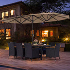 Costway 11 PCS Patio Wicker Dining Set with Double-Sided Outdoor Umbrella 8 Chairs Orange/Turquoise