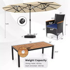 Costway 11 PCS Patio Wicker Dining Set with Double-Sided Outdoor Umbrella 8 Chairs Orange/Turquoise