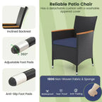 Costway 11 PCS Patio Wicker Dining Set with Double-Sided Outdoor Umbrella 8 Chairs Orange/Turquoise