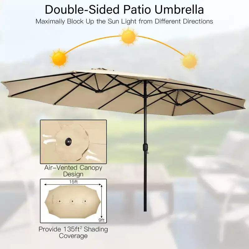 Costway 11 PCS Patio Wicker Dining Set with Double-Sided Outdoor Umbrella 8 Chairs Orange/Turquoise