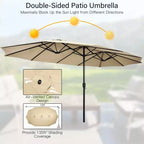 Costway 11 PCS Patio Wicker Dining Set with Double-Sided Outdoor Umbrella 8 Chairs Orange/Turquoise