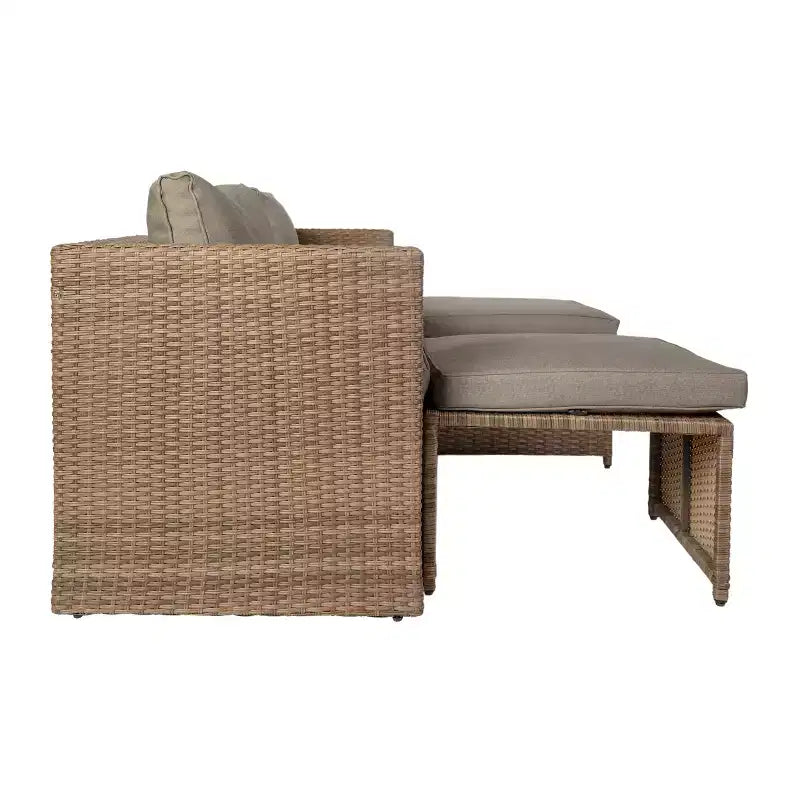 Flash Furniture Nico Indoor/Outdoor Modular Loveseat Sofa Set with Table and Ottomans