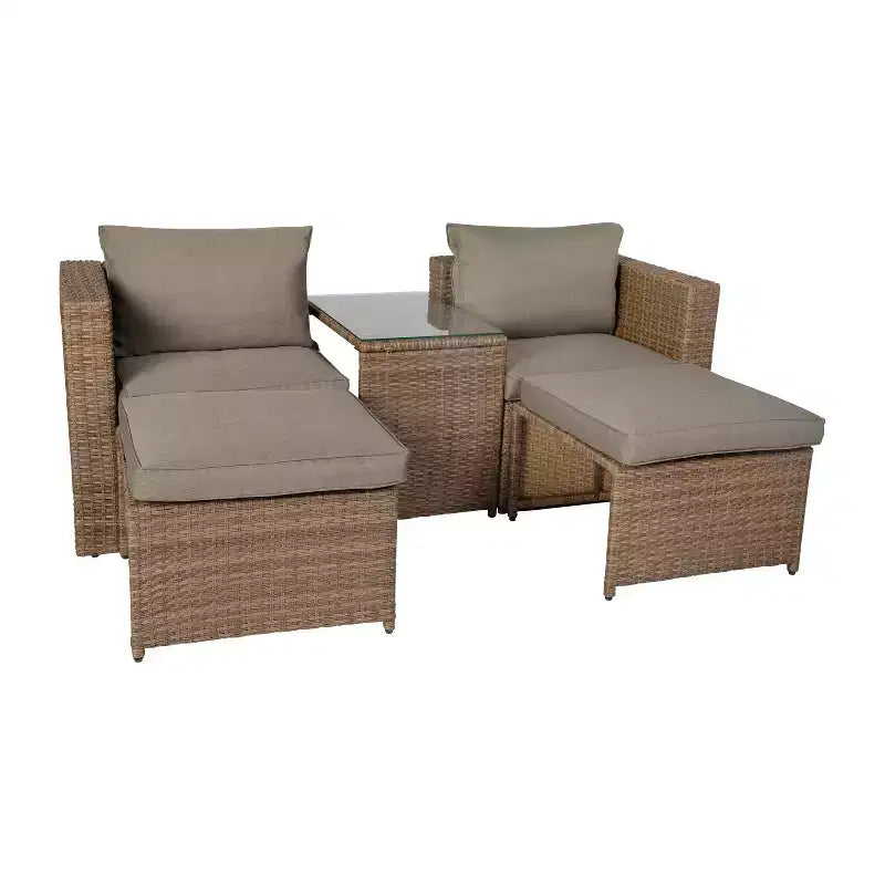 Flash Furniture Nico Indoor/Outdoor Modular Loveseat Sofa Set with Table and Ottomans