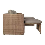 Emma and Oliver Indoor/Outdoor Modular Loveseat Sofa Set with Ottomans and Glass-Top Table