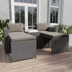 Emma and Oliver Indoor/Outdoor Modular Loveseat Sofa Set with Ottomans and Glass-Top Table