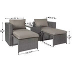 Emma and Oliver Indoor/Outdoor Modular Loveseat Sofa Set with Ottomans and Glass-Top Table