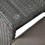 Emma and Oliver Indoor/Outdoor Modular Loveseat Sofa Set with Ottomans and Glass-Top Table