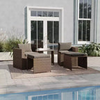 Emma and Oliver Indoor/Outdoor Modular Loveseat Sofa Set with Ottomans and Glass-Top Table