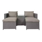 Emma and Oliver Indoor/Outdoor Modular Loveseat Sofa Set with Ottomans and Glass-Top Table