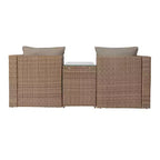 Emma and Oliver Indoor/Outdoor Modular Loveseat Sofa Set with Ottomans and Glass-Top Table