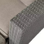 Merrick Lane Woven Rattan Modular Sofa Set for Indoor/Outdoor Use with Loveseat, Ottomans, and Tempered Glass Table