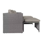 Merrick Lane Woven Rattan Modular Sofa Set for Indoor/Outdoor Use with Loveseat, Ottomans, and Tempered Glass Table