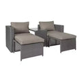 Merrick Lane Woven Rattan Modular Sofa Set for Indoor/Outdoor Use with Loveseat, Ottomans, and Tempered Glass Table