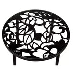 LeisureMod Devon 3-Piece Aluminum Outdoor Patio Dining Set with Tempered Glass Top Table and 2 Stackable Flower Design Chairs