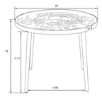 LeisureMod Devon 3-Piece Aluminum Outdoor Patio Dining Set with Tempered Glass Top Table and 2 Stackable Flower Design Chairs