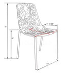 LeisureMod Devon 3-Piece Aluminum Outdoor Patio Dining Set with Tempered Glass Top Table and 2 Stackable Flower Design Chairs