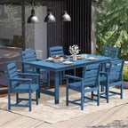Hyleory 7pc Outdoor Dining Set, 66.9'' Rectangular Table w/Umbrella Hole and 6 Chairs