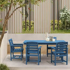 Hyleory 7pc Outdoor Dining Set, 66.9'' Rectangular Table w/Umbrella Hole and 6 Chairs