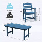 Hyleory 7pc Outdoor Dining Set, 66.9'' Rectangular Table w/Umbrella Hole and 6 Chairs