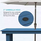 Hyleory 7pc Outdoor Dining Set, 66.9'' Rectangular Table w/Umbrella Hole and 6 Chairs
