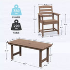 Hyleory 7pc Outdoor Dining Set, 66.9'' Rectangular Table w/Umbrella Hole and 6 Chairs
