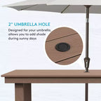 Hyleory 7pc Outdoor Dining Set, 66.9'' Rectangular Table w/Umbrella Hole and 6 Chairs