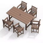 Hyleory 7pc Outdoor Dining Set, 66.9'' Rectangular Table w/Umbrella Hole and 6 Chairs