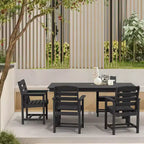 Hyleory 7pc Outdoor Dining Set, 66.9'' Rectangular Table w/Umbrella Hole and 6 Chairs